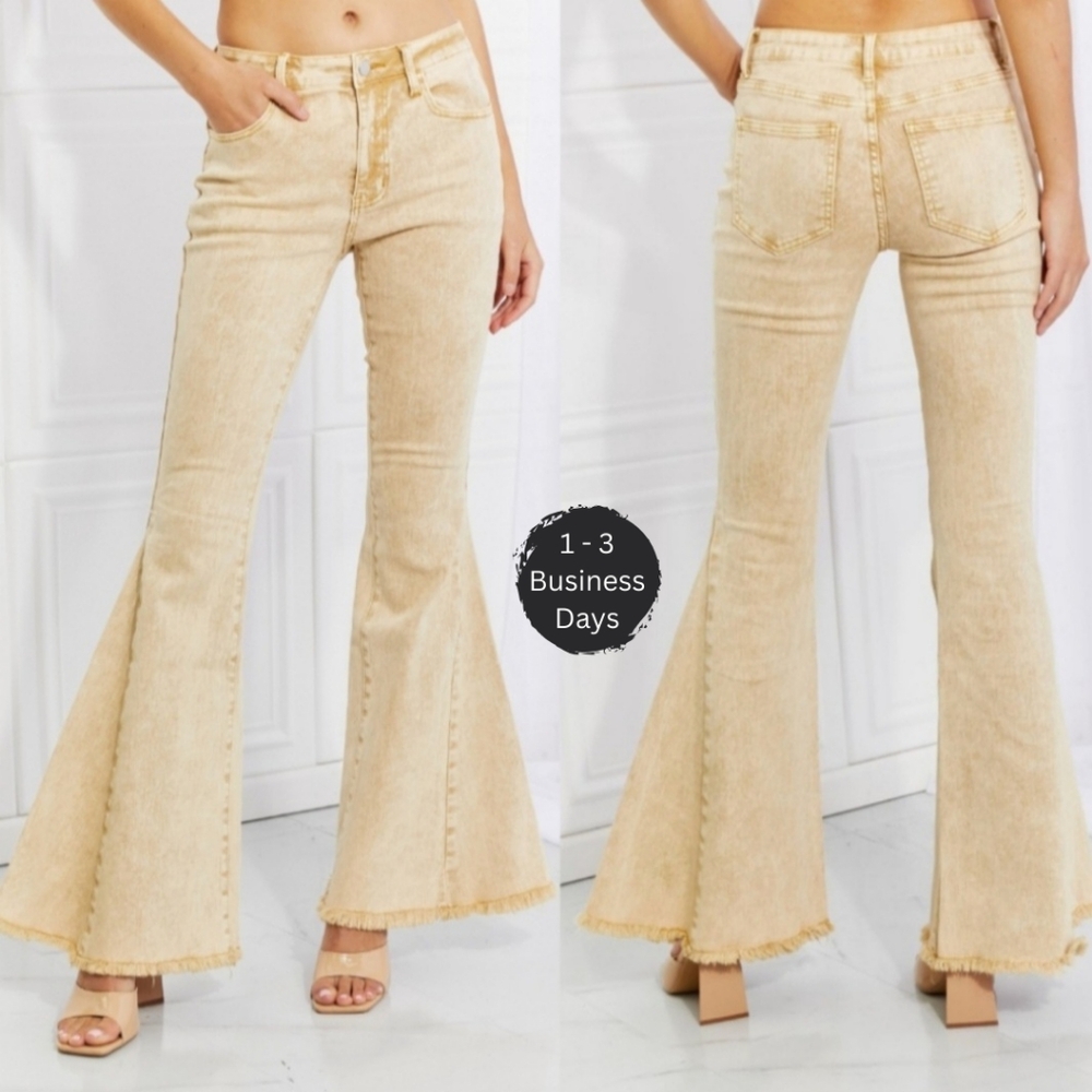 Egg Nog Frayed Bell Bottoms